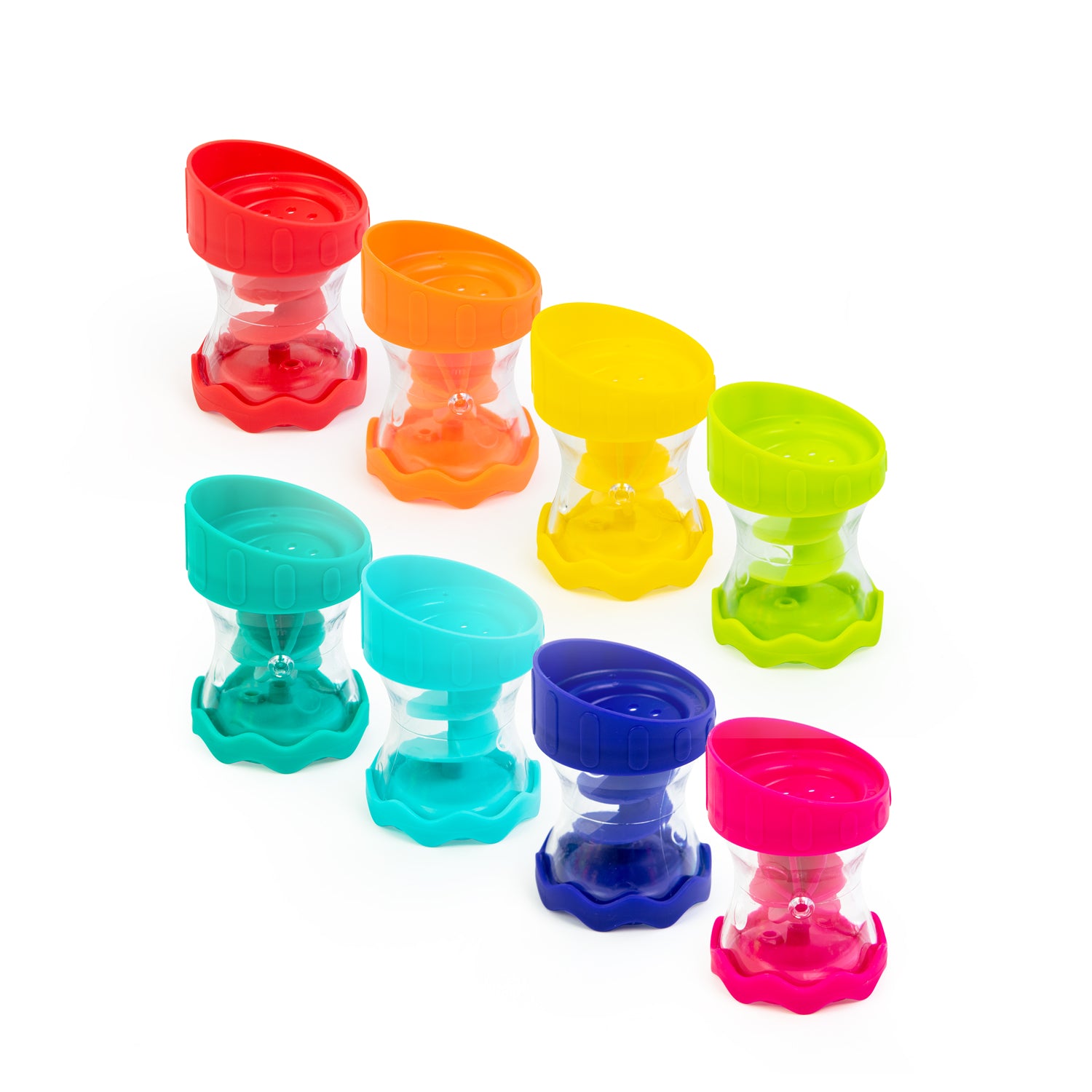 colorful bath toy set with suction cup toy and spinners