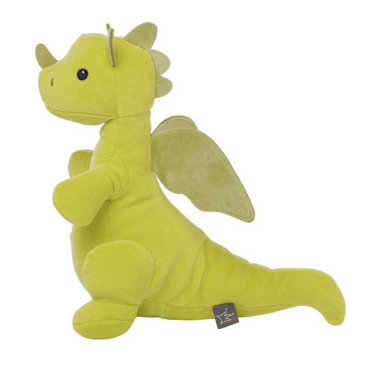 lime green dragon plush side profile view
