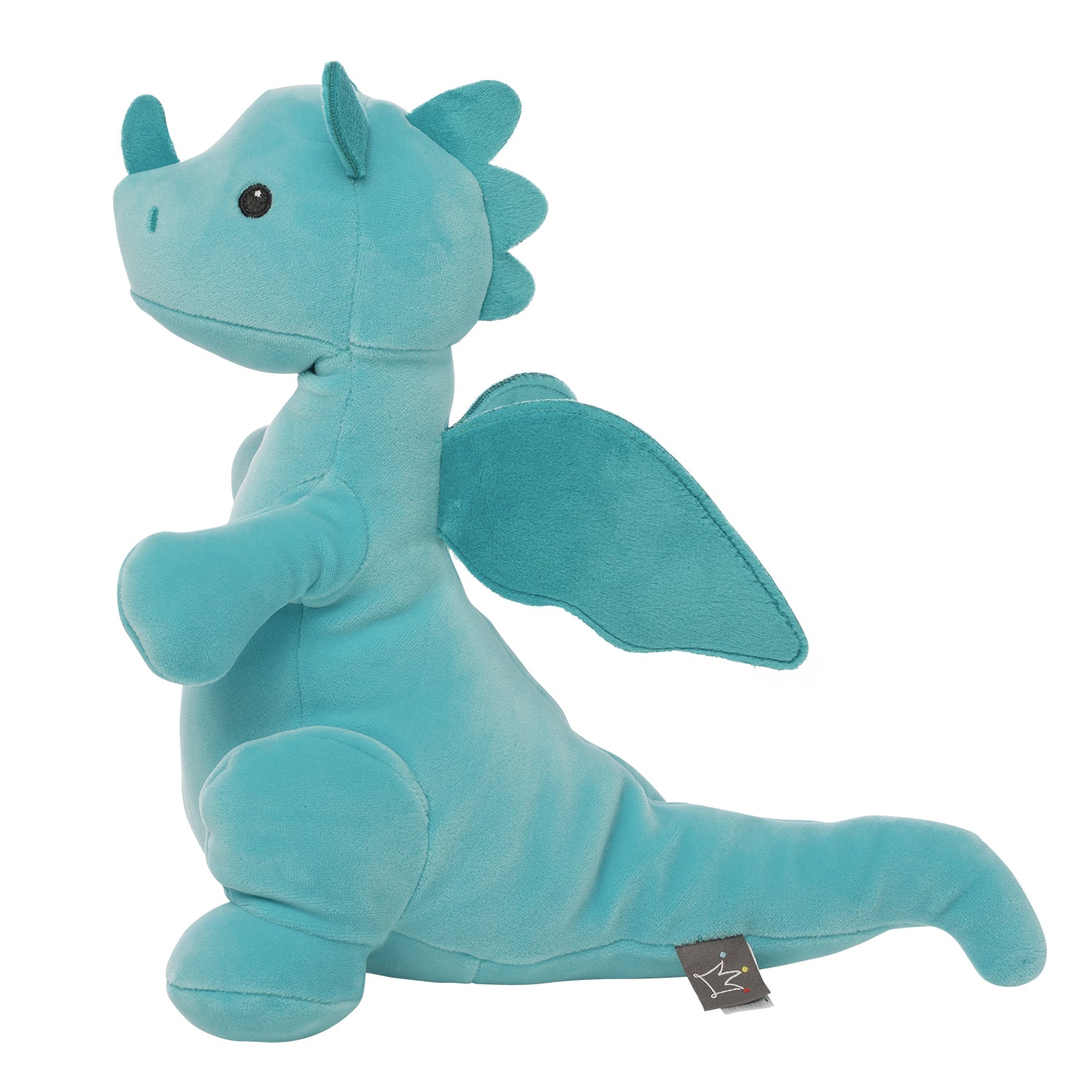 bright baby blue dragon plush side profile view