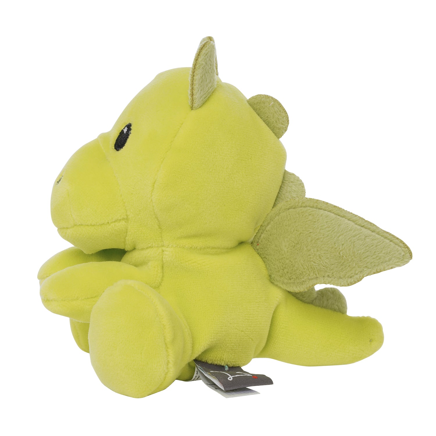 lime green baby dragon plush rotated sideways