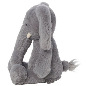 Plush toy elephant on a white background