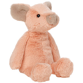 Pink plush pig toy on a white background