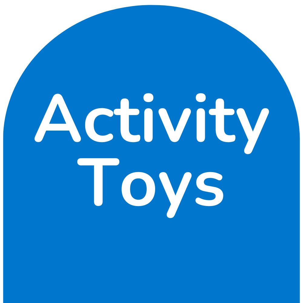 activity toys on blue background
