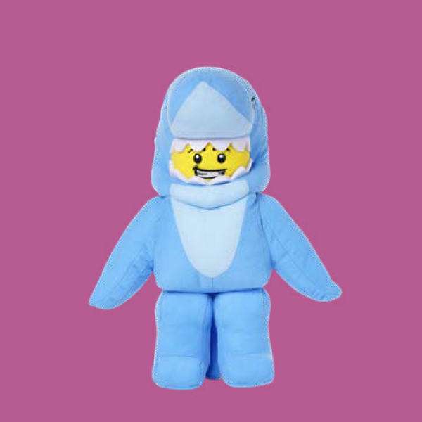 Shark Guy LEGO Character on purple background