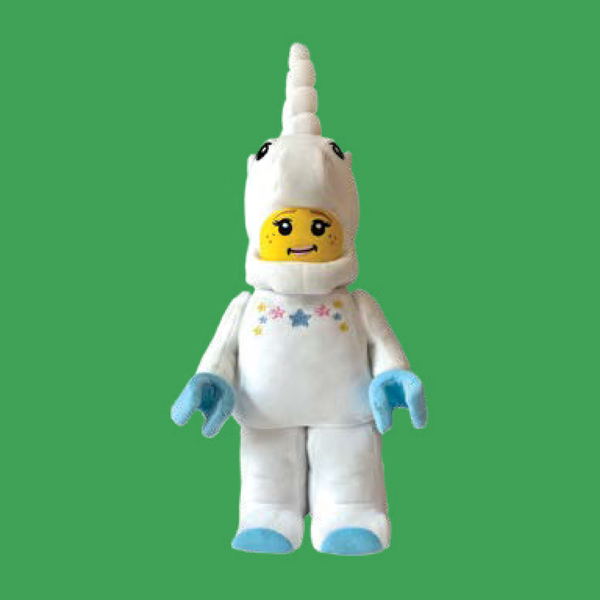 Unicorn Girl LEGO Plush Character on green background