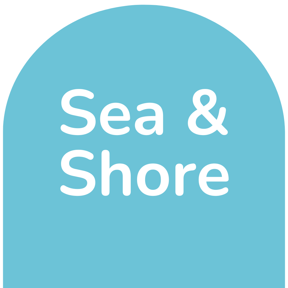 sea and shore on a blue background