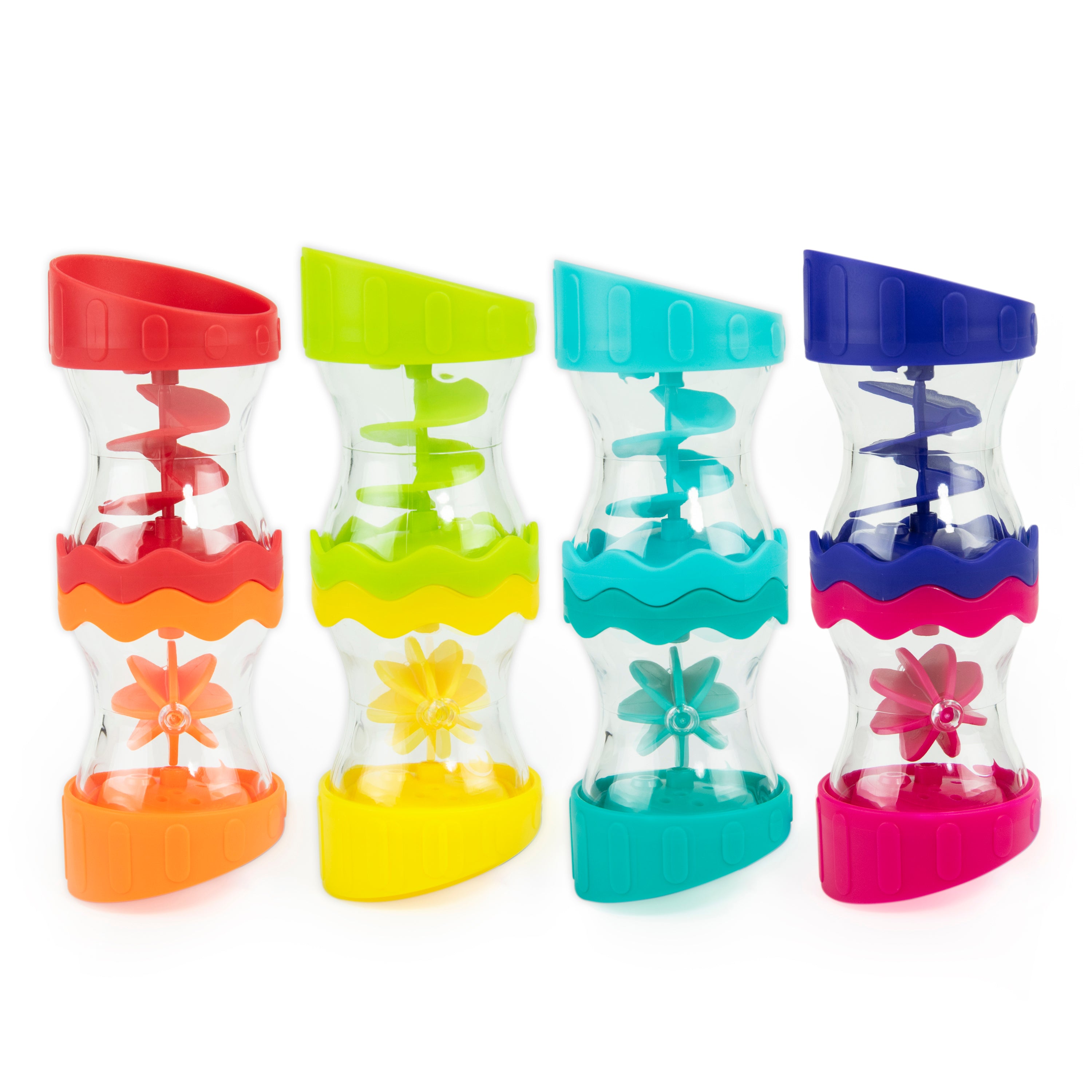colorful bath toy set with suction cup toy and spinners