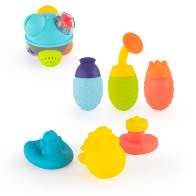 set of colorful bath toys 7 toys total