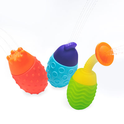 set of colorful bath toys 3 toys total