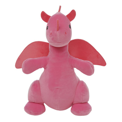 pink dragon plush front facing view