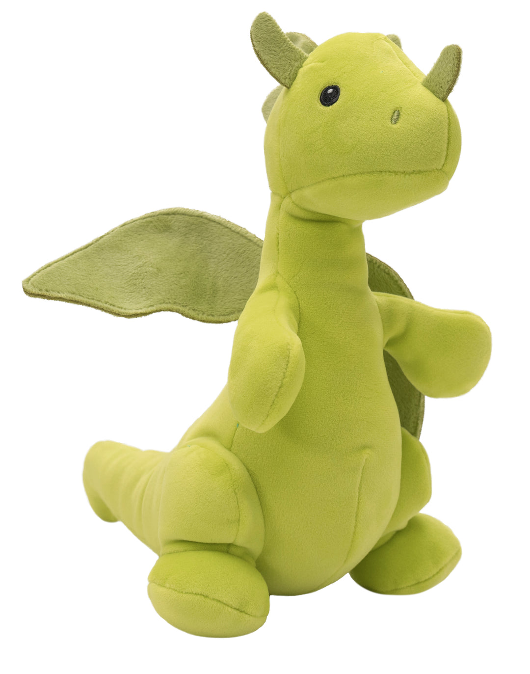 lime green dragon plush quarter angle view