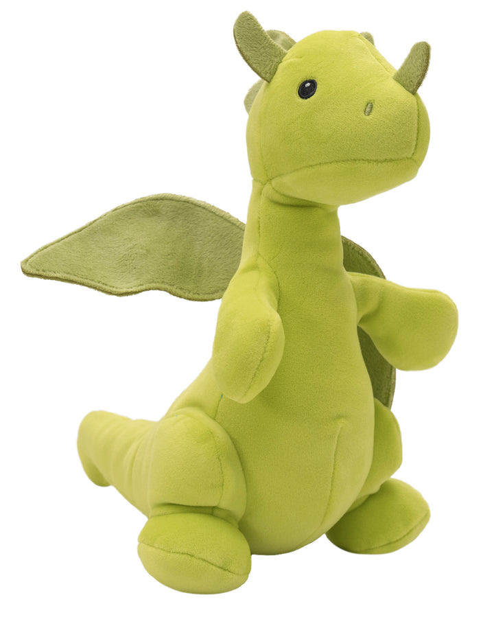 lime green dragon plush quarter angle view