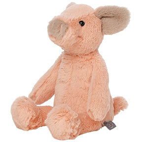 Pink plush pig toy on a white background