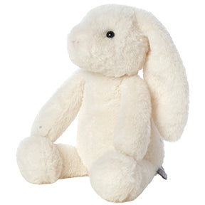 White plush bunny toy on a white background