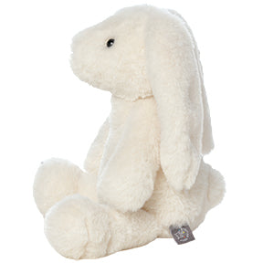 White plush bunny toy on a white background