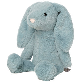plush blue bunny stuffed animal on a white background