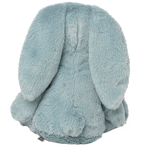 plush blue bunny stuffed animal on a white background