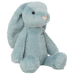 plush blue bunny stuffed animal on a white background