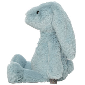 plush blue bunny stuffed animal on a white background