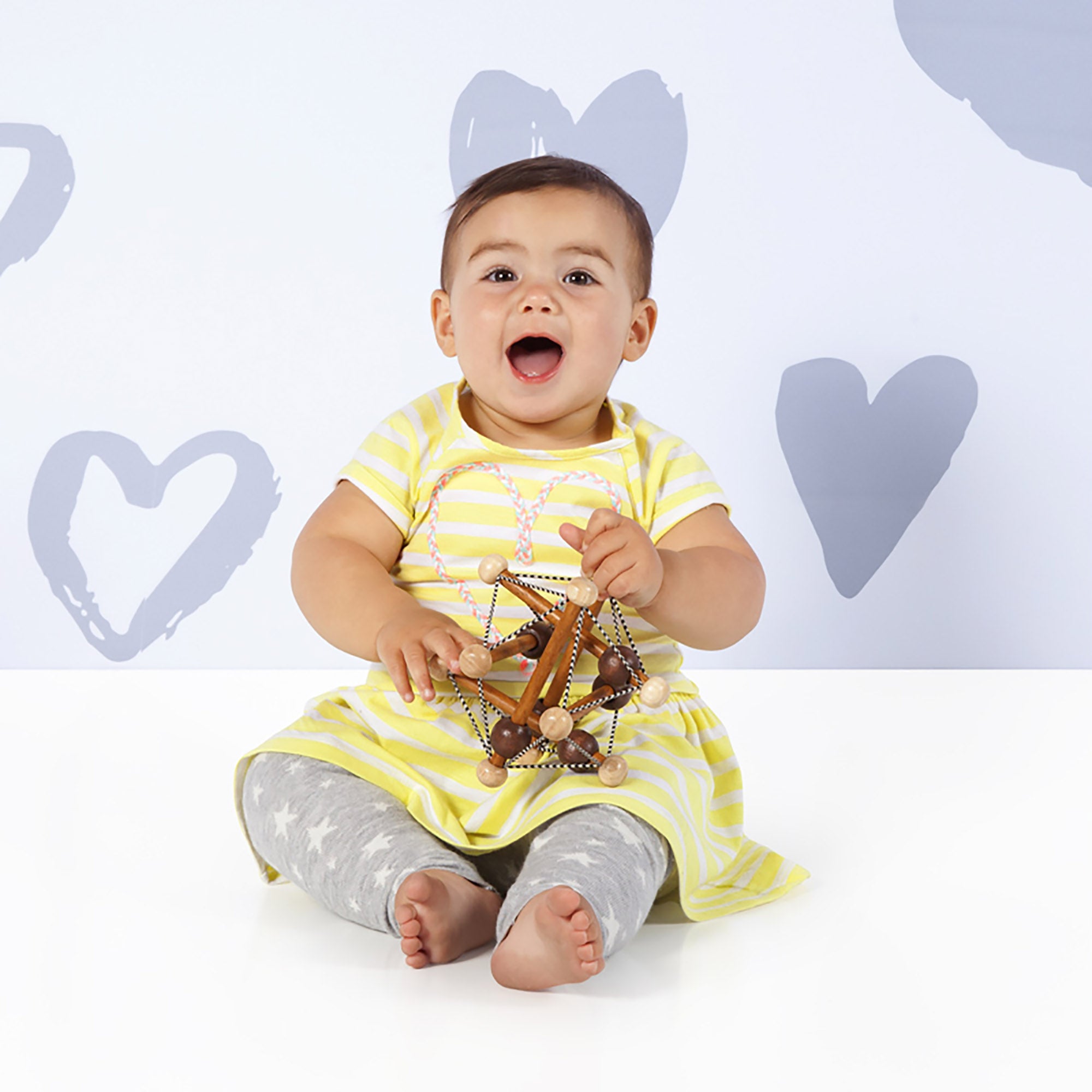 Wood Rattle Teether Toy, Artful Skwish By Manhattan Toy