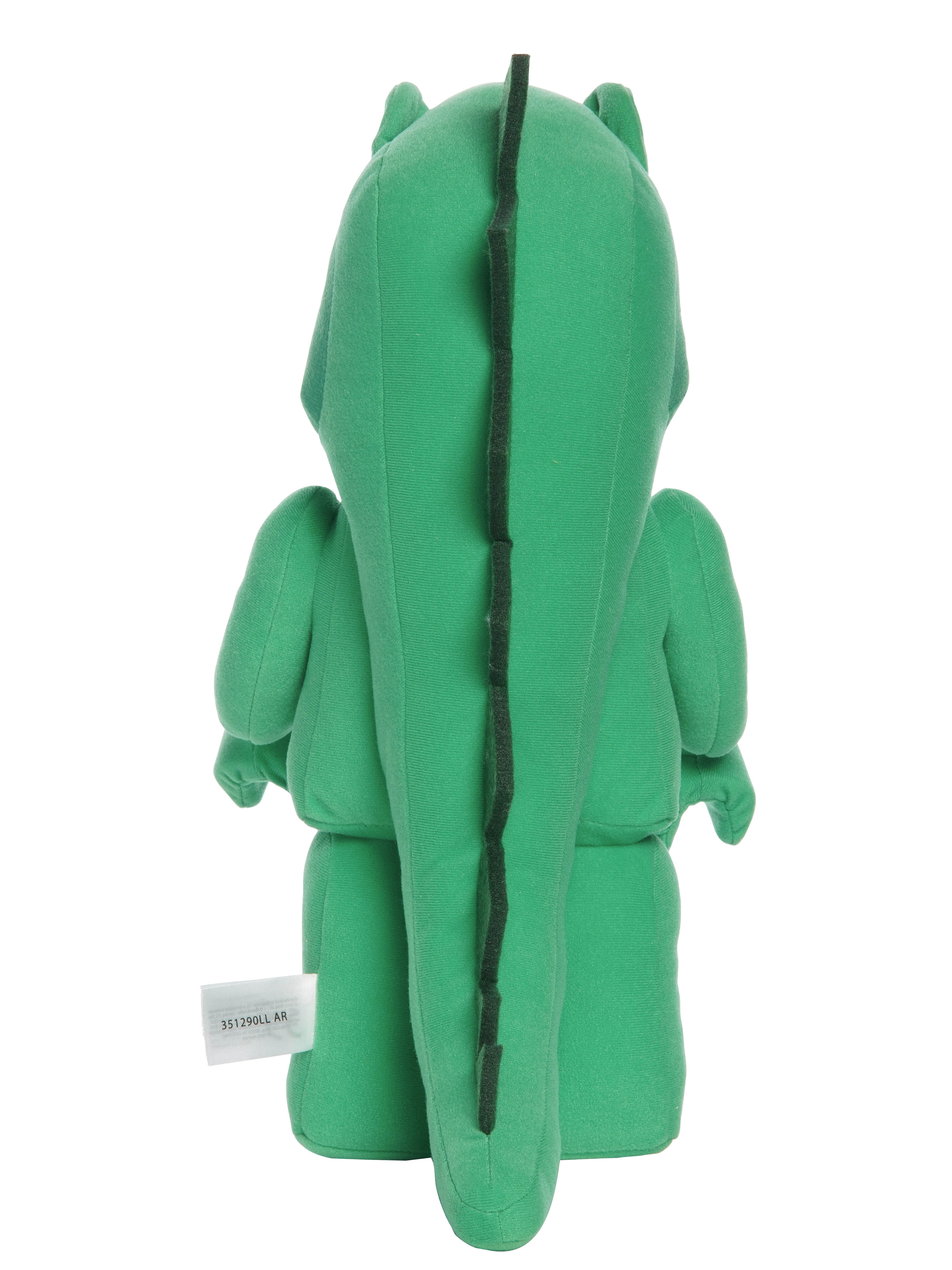 Green lizard costume plush shown from the back with a long spiked tail and solid green body.