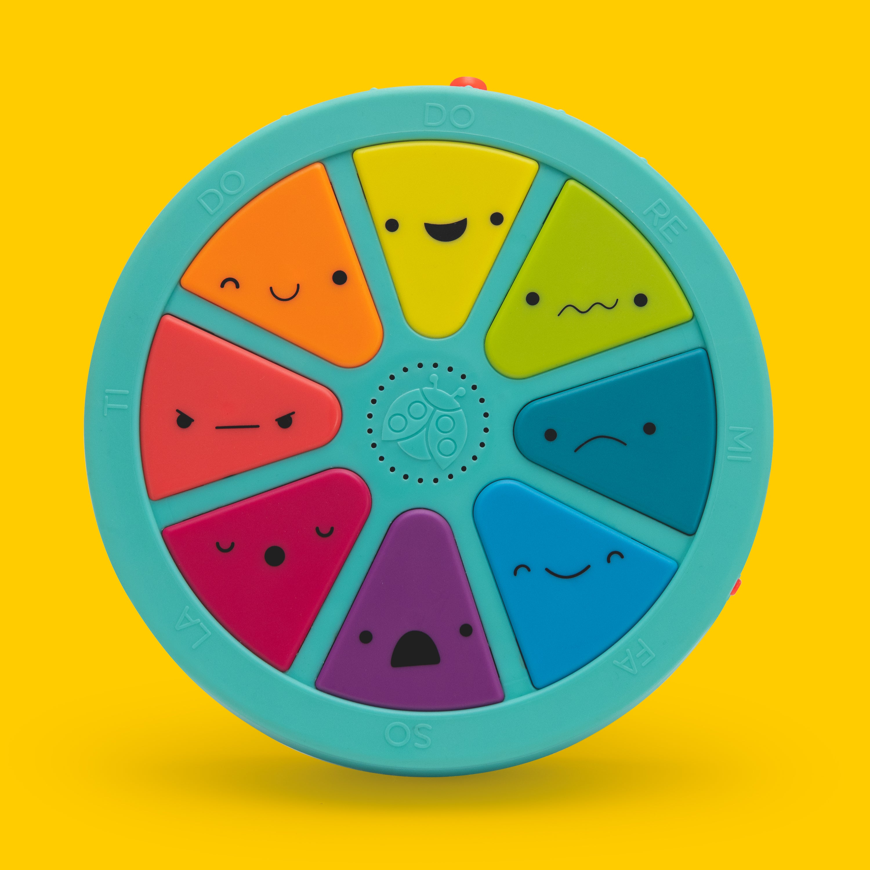Palette of personalities toy on a yellow background