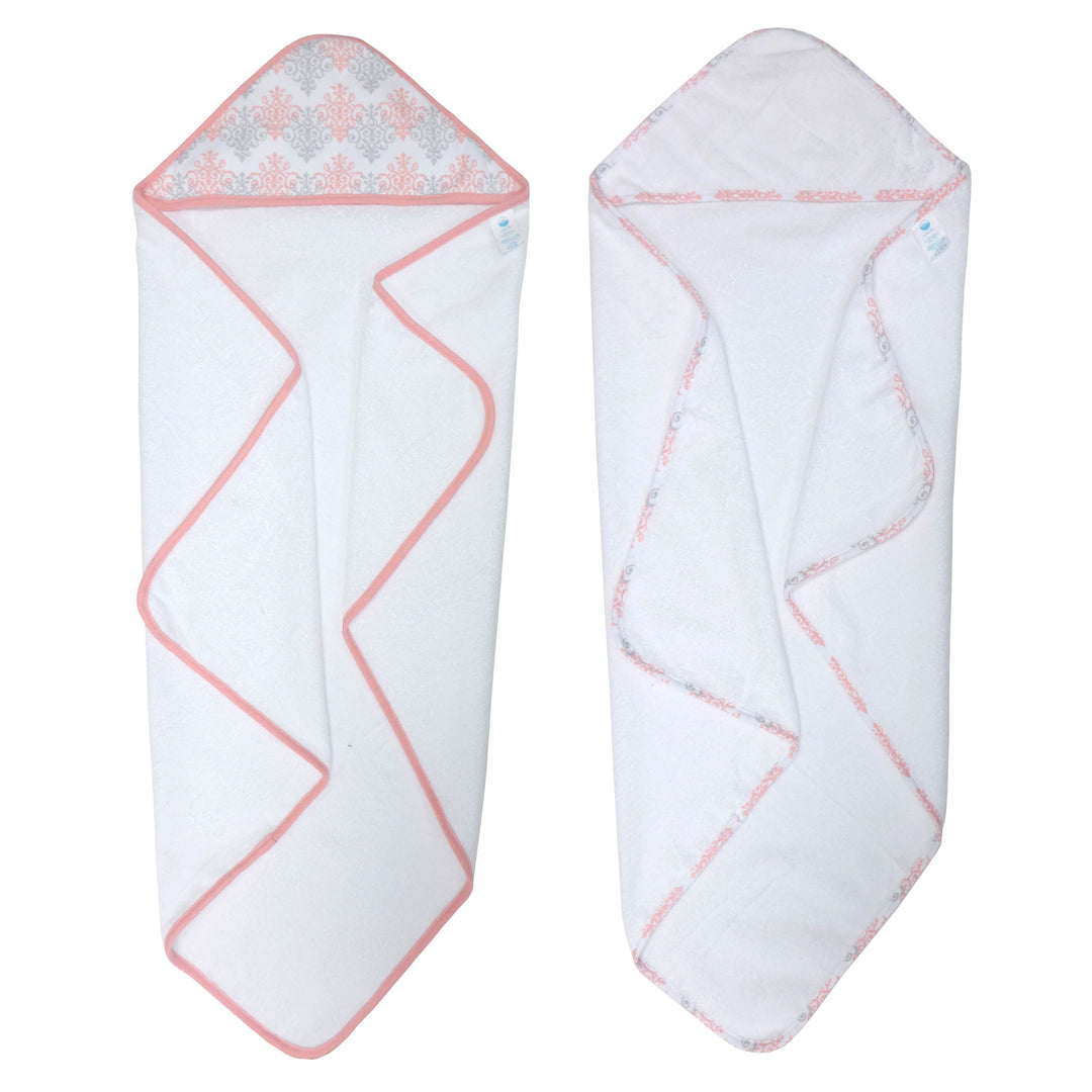 Baby Treasures¬Æ Baby Hooded Towel Set - Pink Trim 2 pack