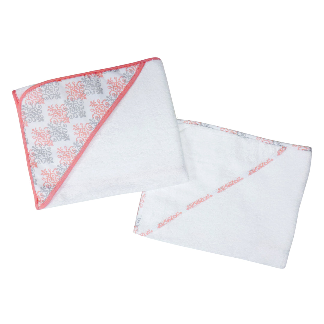 Baby Treasures® Baby Hooded Towel Set - Pink Trim 2 pack