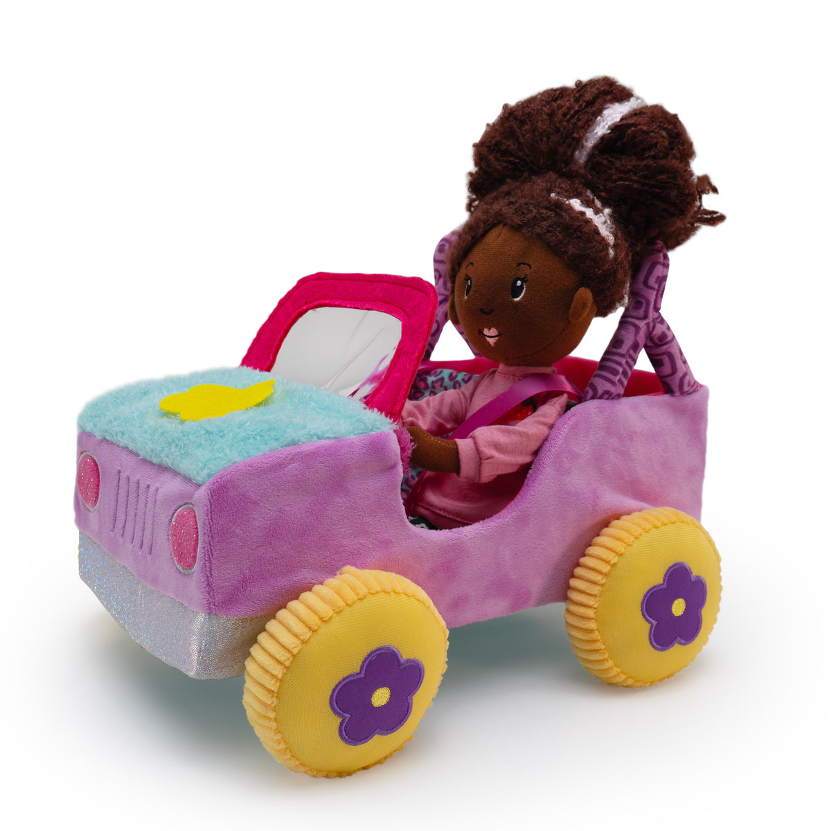 100% soft toy car with doll inside
