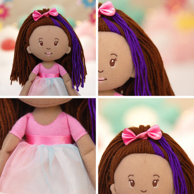 4 close up detail images of Groovy Girl Iris doll
