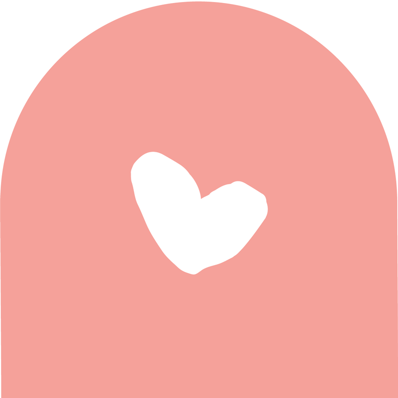 White heart illustration on a pink archway background
