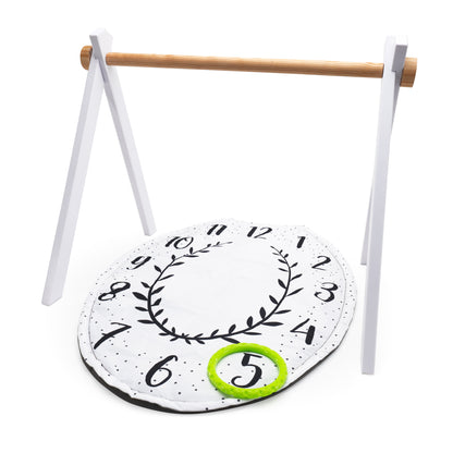 Tummy Time playmat with arches and milestone ring on a white background.