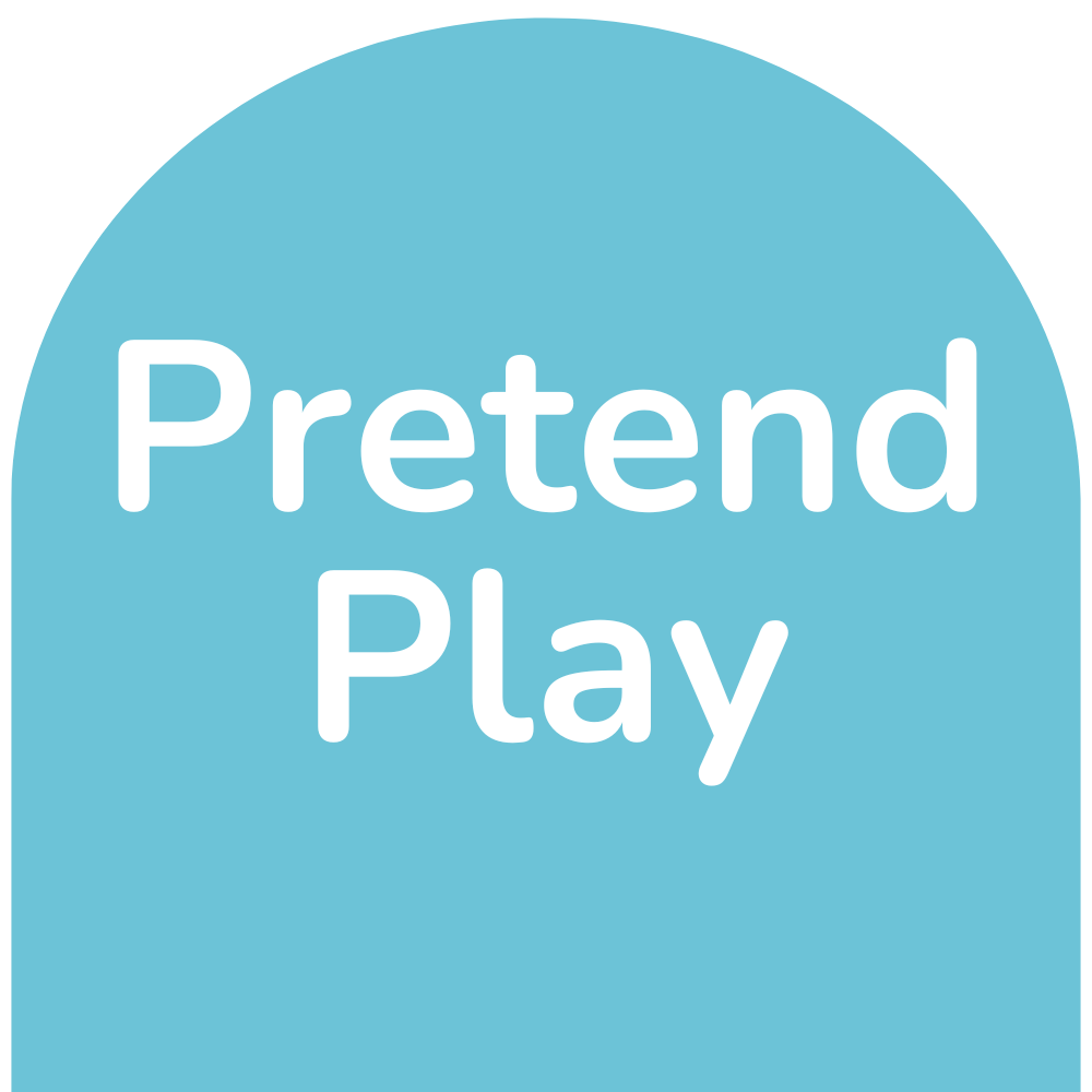 pretend play on light blue background