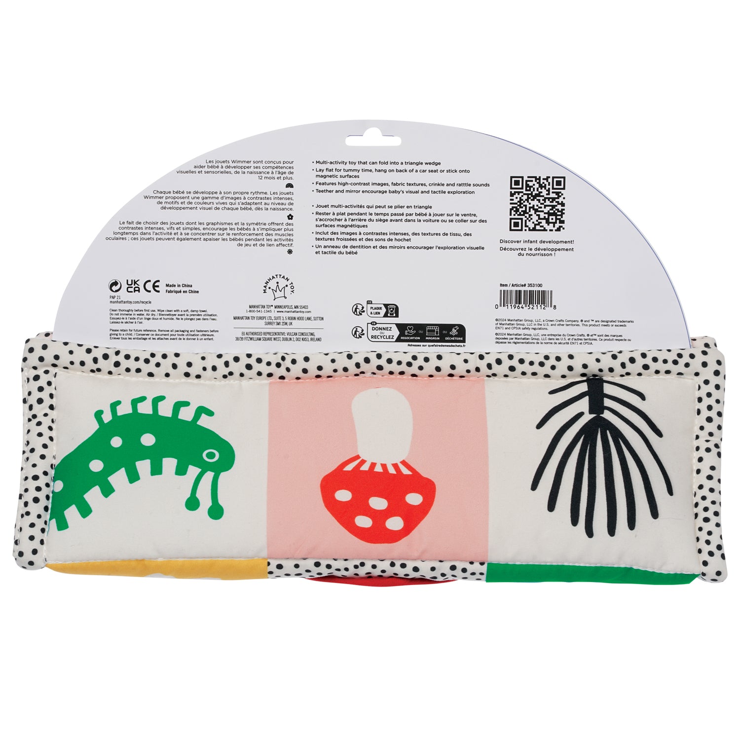 Wimmer 3-in-1 Play Mat, Infant Tummy Time and Travel Toy by