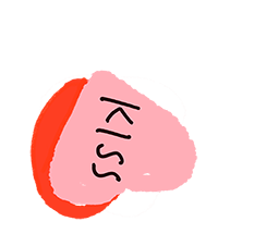 candy hearts illustration that says Kiss on the pink heart