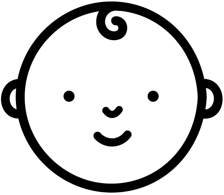 Black and white baby head icon