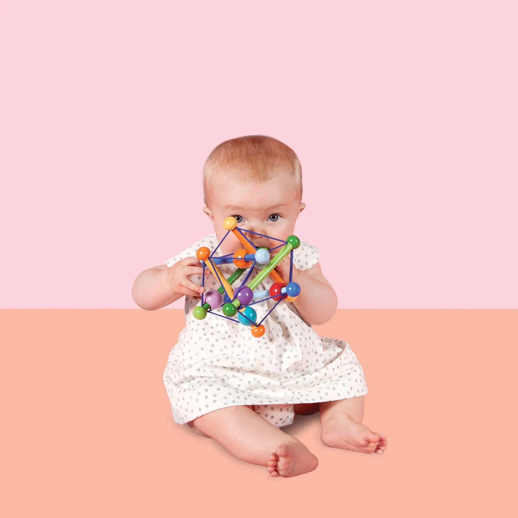 skwish spielzeug Wood Rattle Teether Toy, Skwish Color Burst By Manhattan Toy