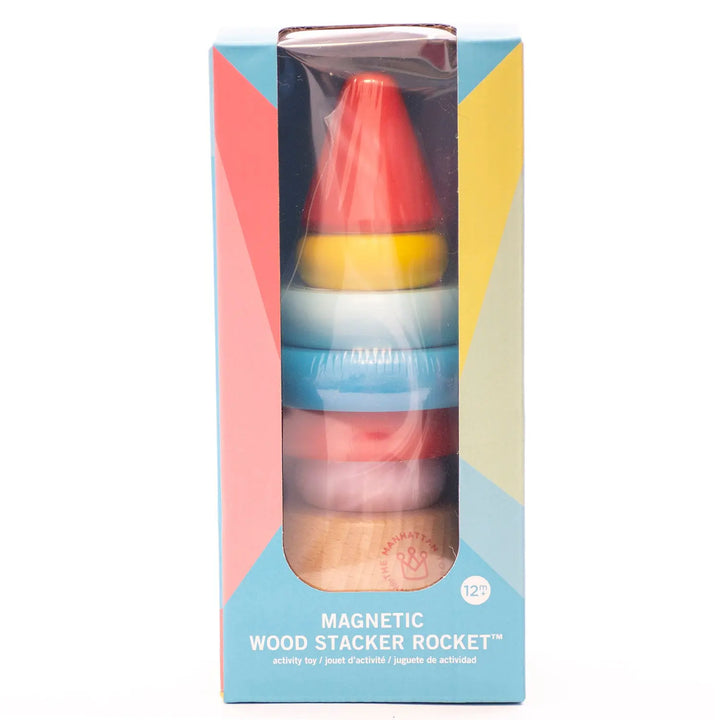 Magnetic Wood Stacker Rocket - Wood Toys - Manhattan Toy