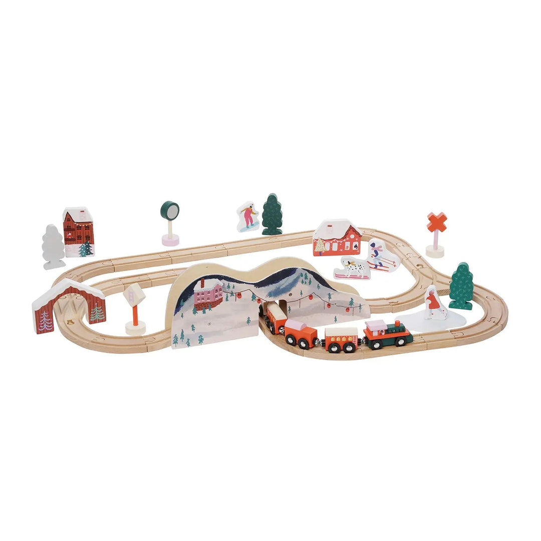 Wooden Toy Train Winter Alpine Express By Manhattan Toy