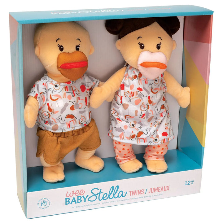 Wee Baby Stella Twins Peach With Brown Hair - Wee Baby Stella - Manhattan Toy