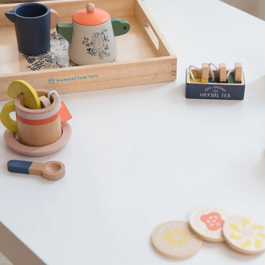 Wooden Tea Set for Playing, Wooden Toy Tea Set For Wooden Play