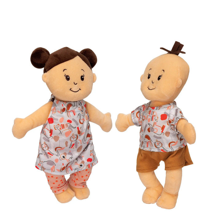 Wee Baby Stella Twins Peach With Brown Hair - Wee Baby Stella - Manhattan Toy
